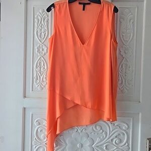 BCBG V Neck Blouse Orange Size Medium